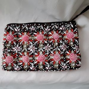 Unique Jeweled/Beaded Floral Blossom clutch